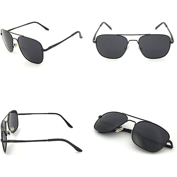 Premium Military Style Classic Aviator Solbriller Polariseret UV-beskyttelse Sort