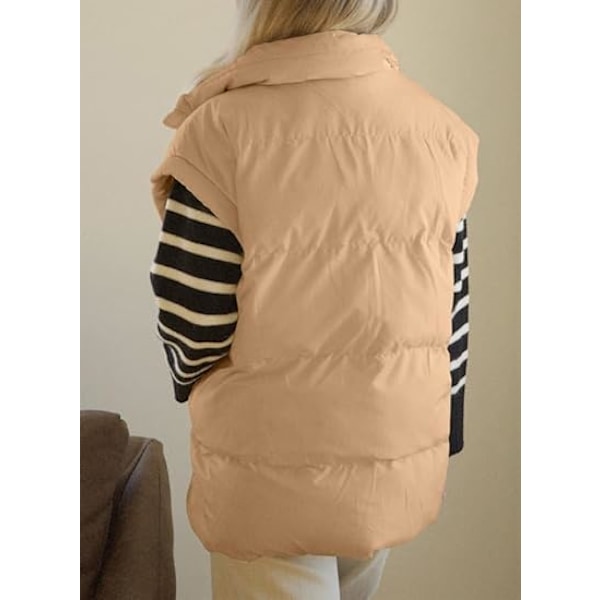 (M) Dam Vinter Oversized Puffer Väst Stå Krage Flysleeve Isolerad Vadderad Puffy Jacka Kavaj med Fickor