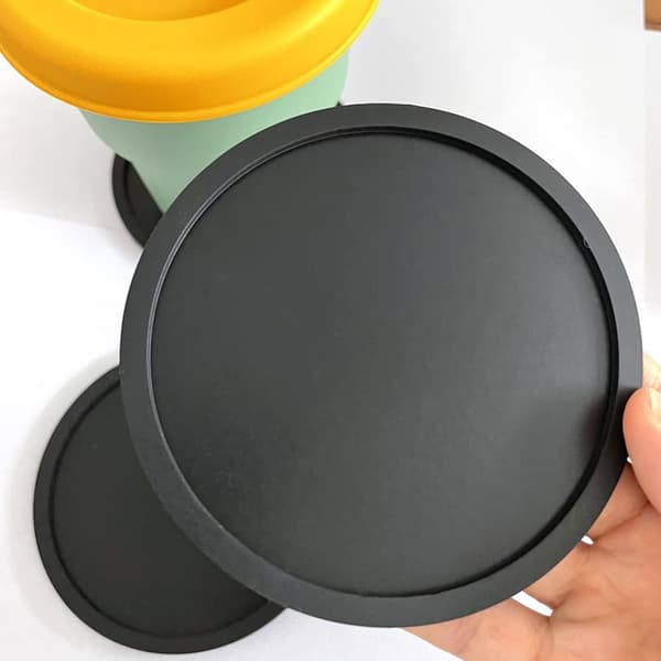 Pakke med Sorte Silikon Underkopper, Runde Drikkeunderkopper, Skridsikre Sorte Runde Underkopper til Kaffe, Øl, Vin, Glas, Hjem