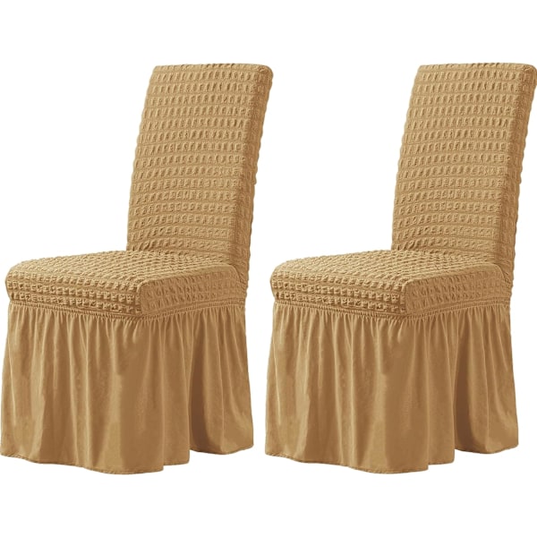 2 st Stretch Universal Stolsöverdrag med Kjol, Möbelskydd Överdrag Stolsöverdrag Set för Matsal Hotell Ceremoni Bankett Bröllopsfest
