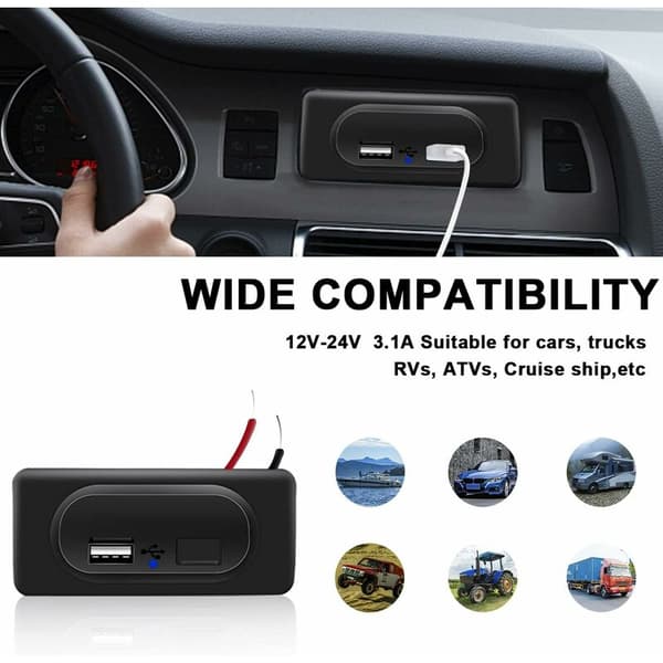 Dual USB-billaderuttak 12V/24V 3.1A USB-billaderpanel Wa