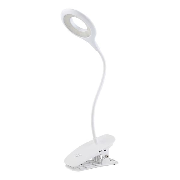 LED-skrivebordslampe, USB-kabel genopladelig klipslæsningslampe, 3 lysstyrker