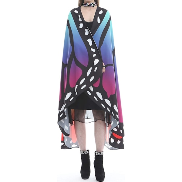 Fjärilsvingar för kvinnor, dam Halloween kappa cape mjuk tyg