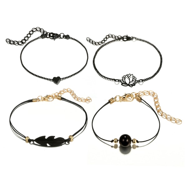 4 stk. Hjerte Hul Lotus Kugle Blade Armbånd Charmerende Enkel Kvinde