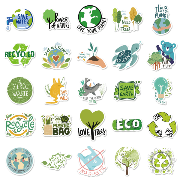 Klistremerker, 50 stk Nature Stickers, Søt estetisk vanntett vinyl Earth Day Stick