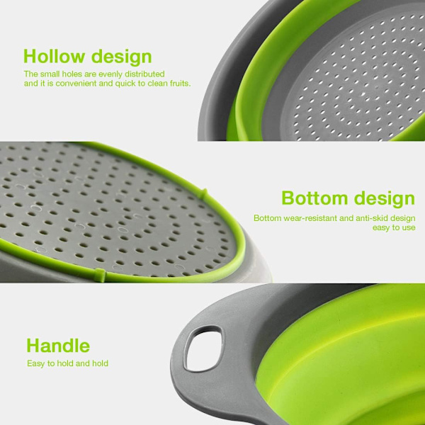 Korg Collapsible Colander Set med 2 runda silikonköksilar