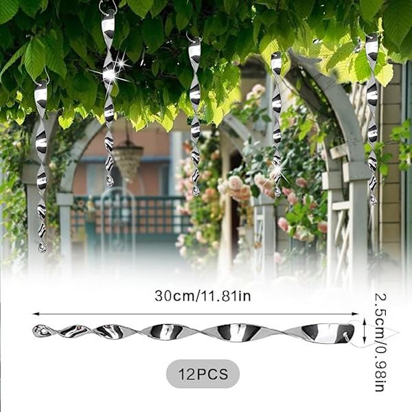 Fågelavvisande, 12-pack reflekterande spiraler, fågelavvisande pinne, Reflecti