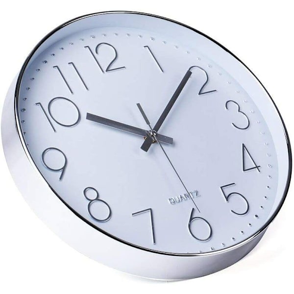 Silverklocka, Modern Arabisk Siffra 30cm Batteridriven Icke Tick