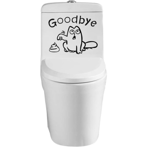 Funny Bathroom Decal Sticker for Toilet - Cat Goodbye Toilet Seat Wall Decal Sti