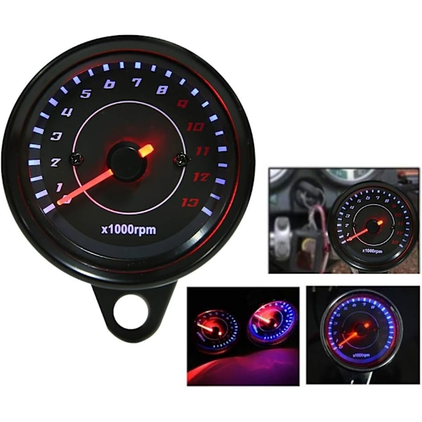 Elektronisk Varvräknare - 12V DC Universal Motorcykel LED Bakgrundsbelysning Mätare