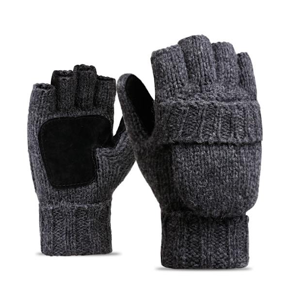 Vinter Stickade Konvertibla Fingerlösa Vantar Ull Vantar Varma Vantar