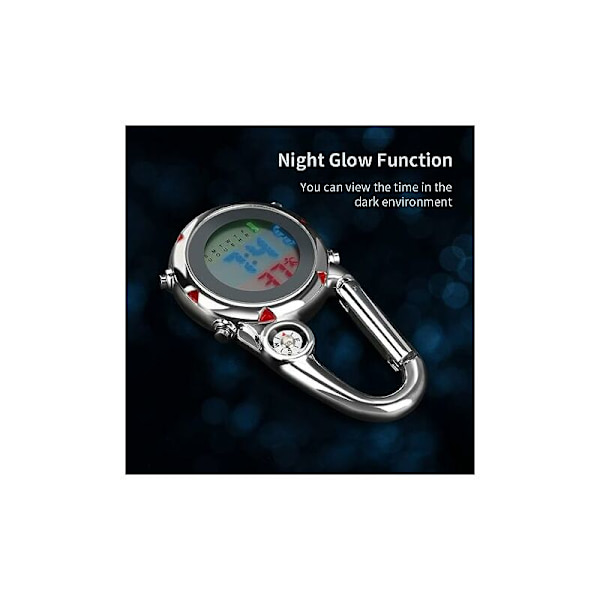 Carabiner ur med klip på karabinhage Multifunktion Quartz ur Lumi
