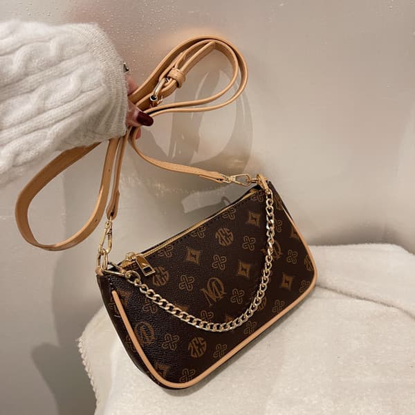 Bag Add Chain Crossbody Tote brun