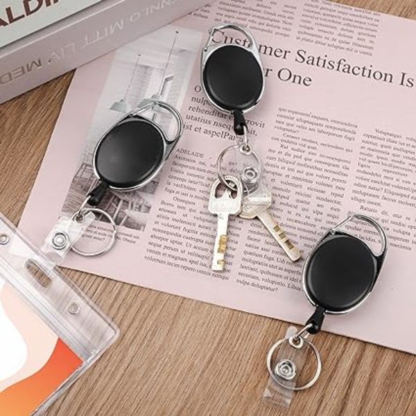 Retractable avainrengas, 10 kappaletta musta avainnauha korttipidikkeellä
