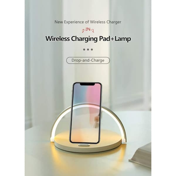 Dimbar LED-sänglampa med trådlös laddning, USB-driven, touch-kontroll för sovrum, studie, kontor