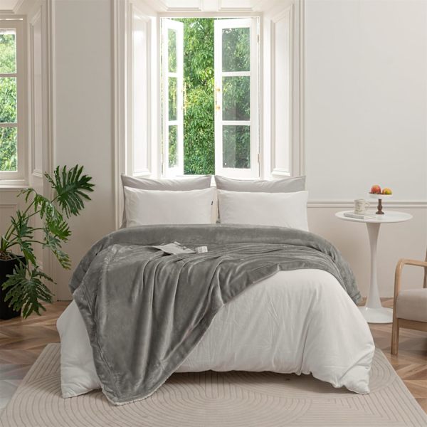 Grå Fleece Tæppe - Sherpa Tæppe - til Sofa - Varm - til Vinter (Grå, 70x100cm)