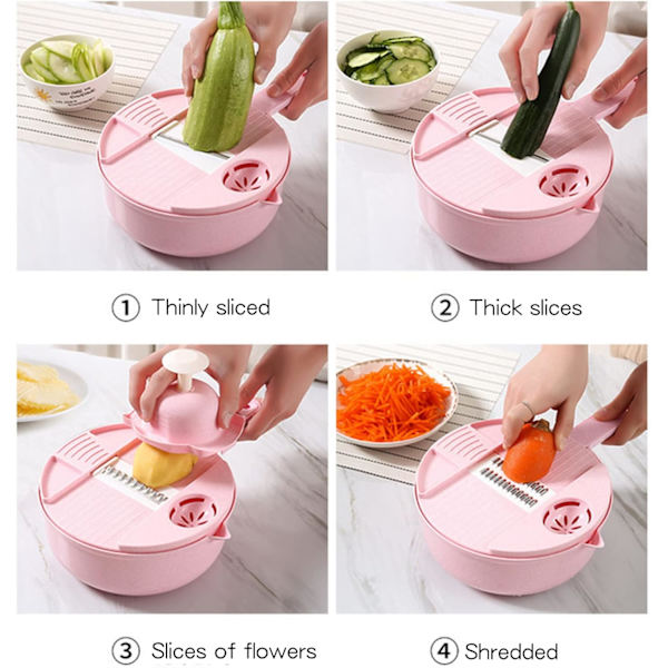 Grønnsakskutter 12 i 1 Grønnsakskutter Spiralizer Manuell Grønnsakskutter