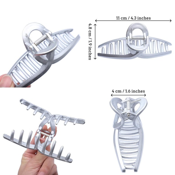 3 farver klo hårklemme hårklemme skridsikker klo hår plast sølv