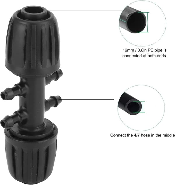 10 stk. Pigtrådsreduceringsadapter 16mm rør til 4/7 adapter Havevanding A