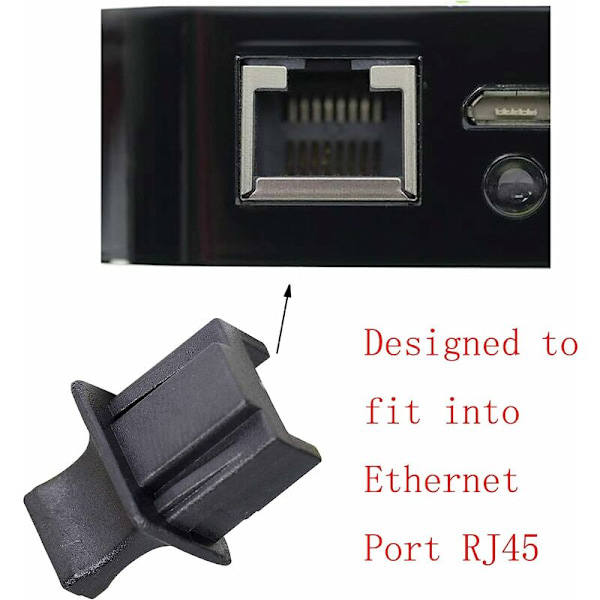 RJ45 Ethernet Hub Port Støvkappe Beskytter af FENGQLONG 50stk Sort