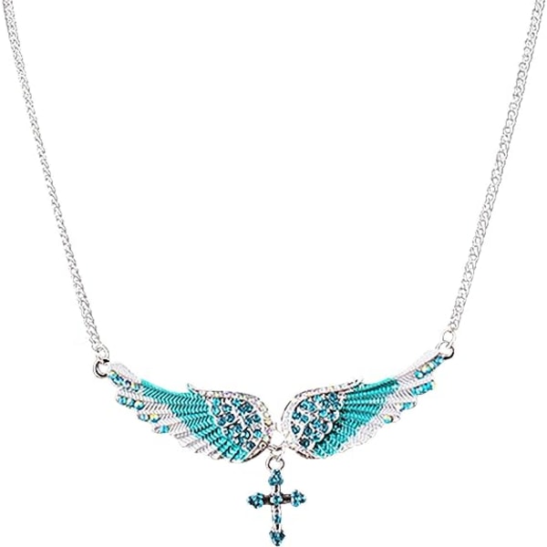 Angel Wing Pendant halskæde til kvinder Diamond Wing Long Sweater Chain halskæde J