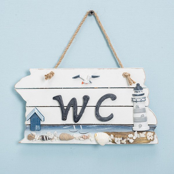 Wc Dørplade Marine Dekoration Træ Fyr Mønster