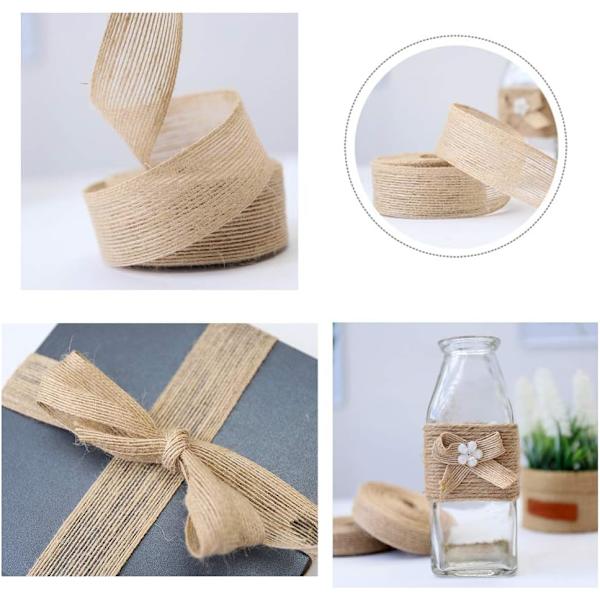 3 ruller/30m jute burlap håndværk natur burlap bånd, kunst bånd til bryllup begivenheder fest og hjem indretning DIY håndværk bryllup dekorationer(1.5cm,2.5cm,3.8cm)