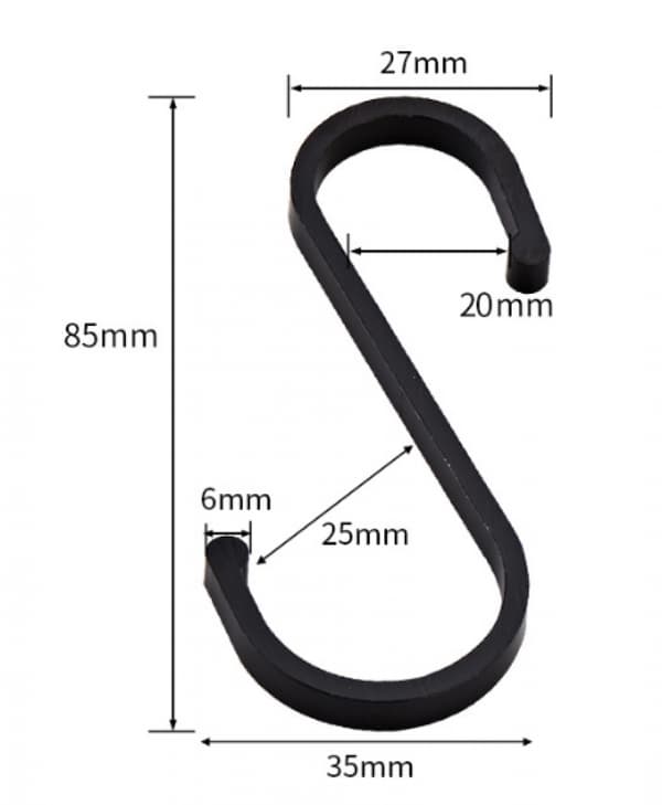 Styk S Kroge, 85mm S Form Aluminium Kroge, Multifunktionskrog, til Køkken, Badeværelse (Sort)