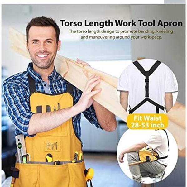 Arbetsredskapsförkläde för män och kvinnor, bållängd med 21 verktygsfickor