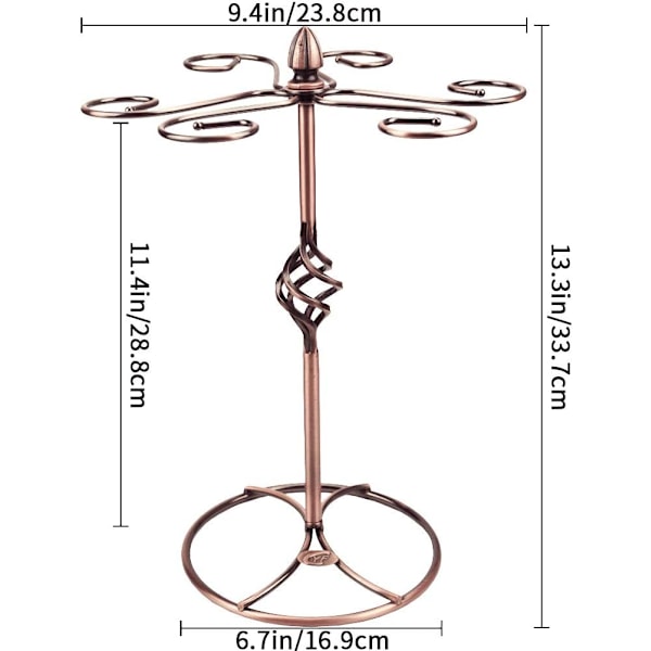 Vinglasstativ, Vinglasstativ til bordplade, Elegant Vinglasstativ til bordplade/Vinglasstativ, med 6 kroge, Køkken Glastilbehør, til opbevaring af familiebar, Bronze
