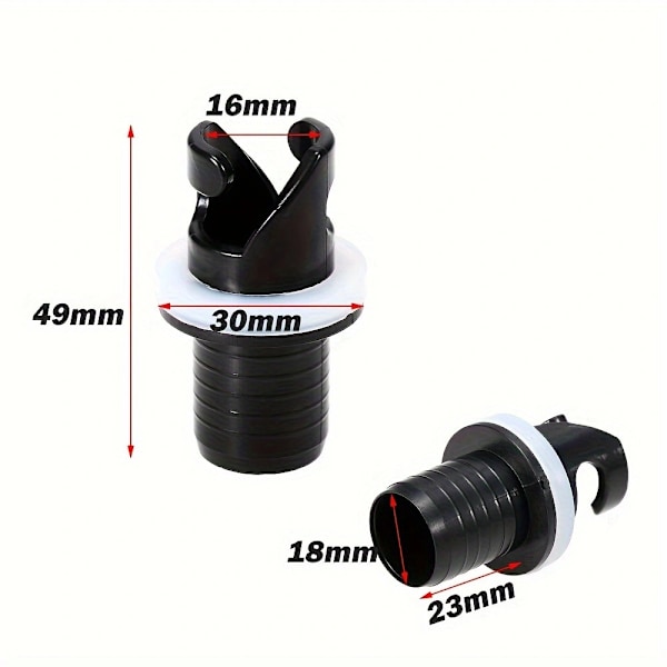 Båtfotpumpsslangadapter Ventiladapter 2 st Uppblåsbara Ventiler Uppblåsbar Kajakpumpsslangadapter Plastluftventil Adapter