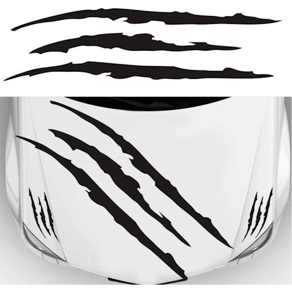 Monster Claw Sticker Bil Decal Scratch Stripes, Sort Farve, Deca