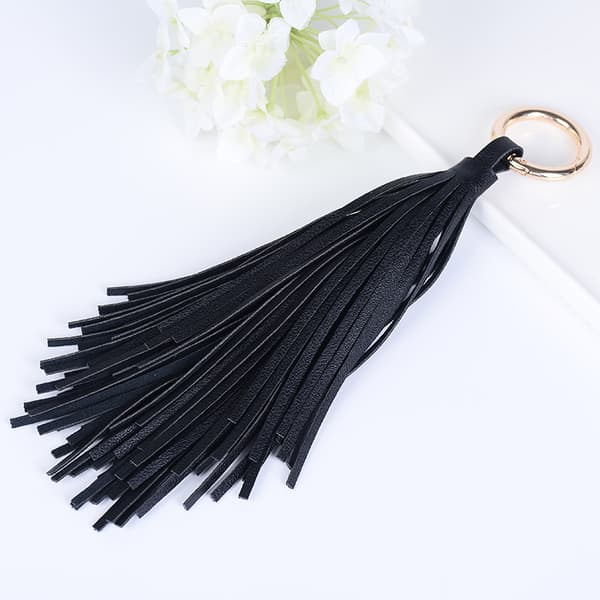 Læder Tassel Nøglering Nøglering: Læder Tassel Taske Charm Tegnebog