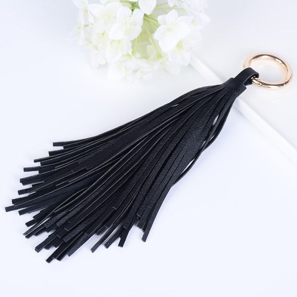 Läder Tassel Nyckelring Nyckelring: Läder Tassel Väska Charm Plånbok