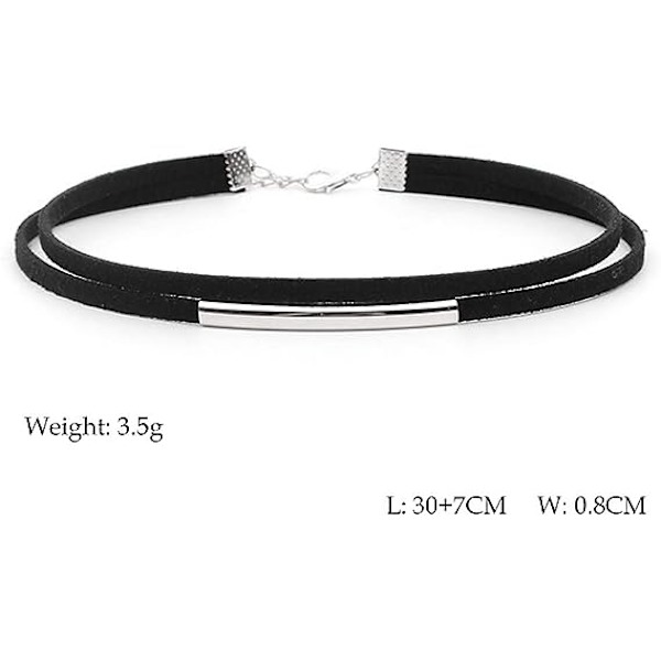 Justerbart svart choker-kjede for damer og jenter