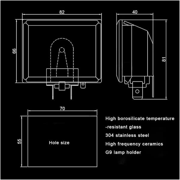 40W 220V Uunin polttimon pidike ja G9 polttimo 500°C Kestää korkean
