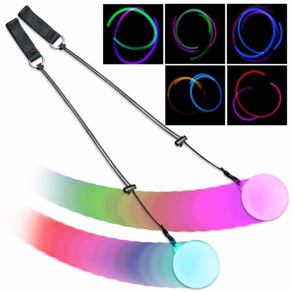 LED Glow Ball, Multifarvet Glow-in-The-Dark Poi til Scene, Klokke
