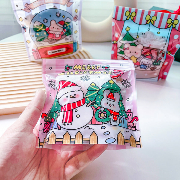120 söta flickor snacksäckar självhäftande god jul kakor