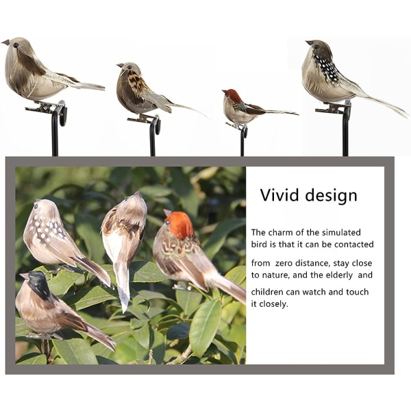 4 delar konstgjorda fåglar, små konstgjorda fåglar konstgjorda skum