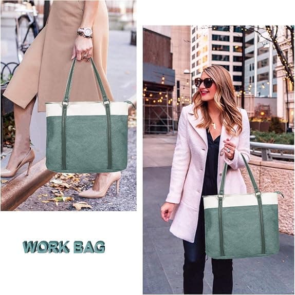 Dame Laptop Tote Arbeidslys Patchwork Canvas 15,6\" Tote Lommebok