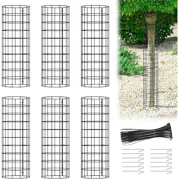 6 Metalliske Trebeskyttere, Holdbart Nettbeskyttelse Mot Barkspising, Justerbar Størrelse, Med Spennefester