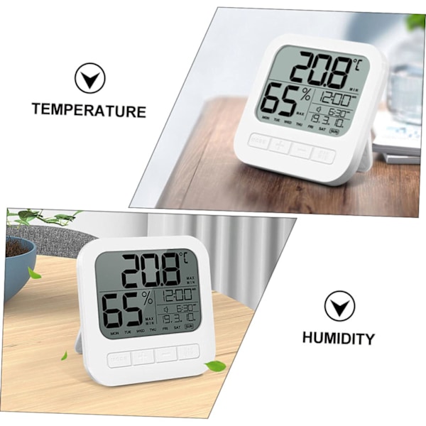Elektronisk termometer inomhustermometer väggtermometer hygrometer inomhustermometer hög precision fuktighetsmätare omgivningsklimatindikator whi
