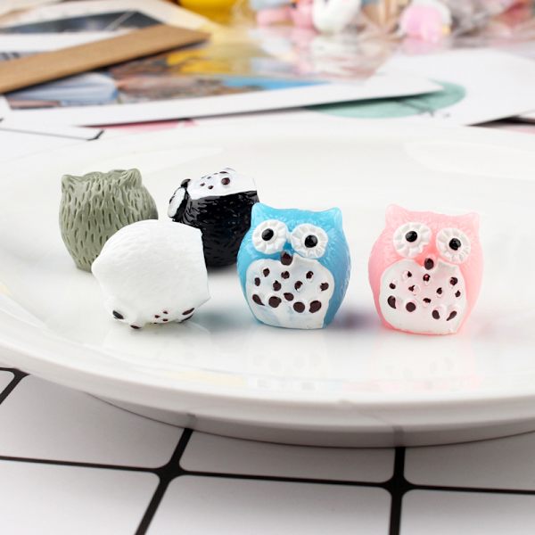 5 stk. Mos Mikro Landskab Ornament Ornament Diy Montering Resin Små Ornament, Ugle