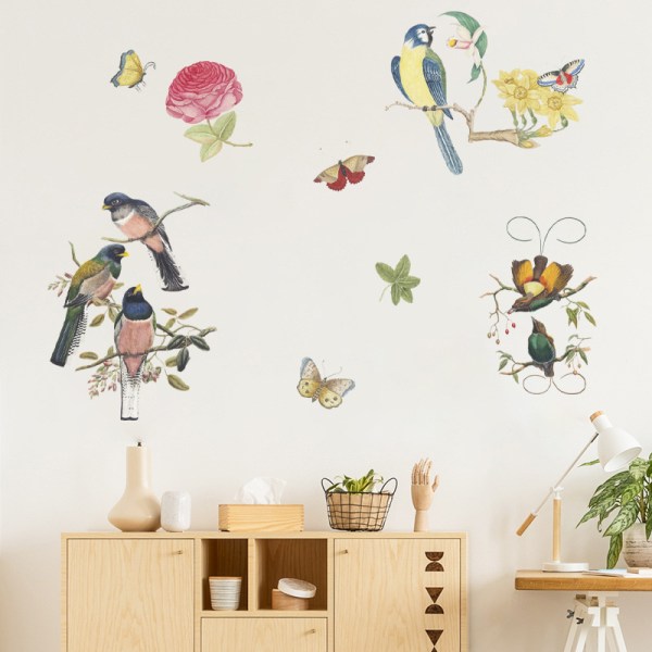 A set of Wall Stickers birds Tree branches flowers butterflies Wa