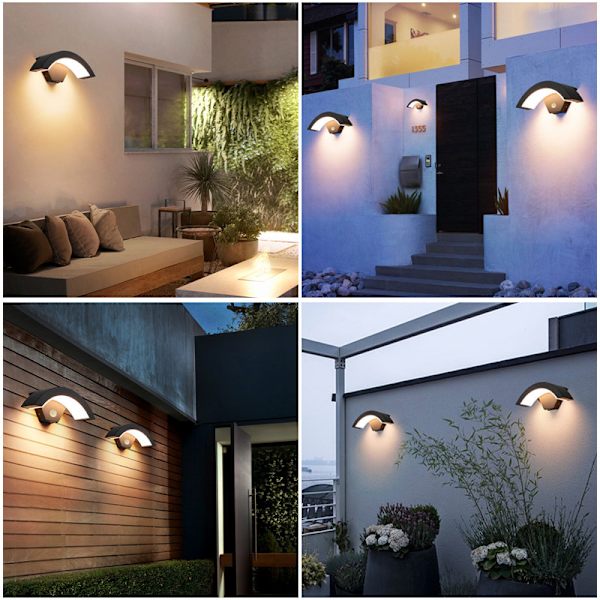 18w LED-ulkolamppu liiketunnistimella, ulkoseinävalaisin, lämmin valkoinen valo