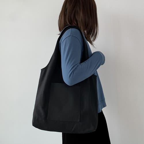 Medium bomuldslærred indkøbspose skuldertaske, 1 stk. - sort