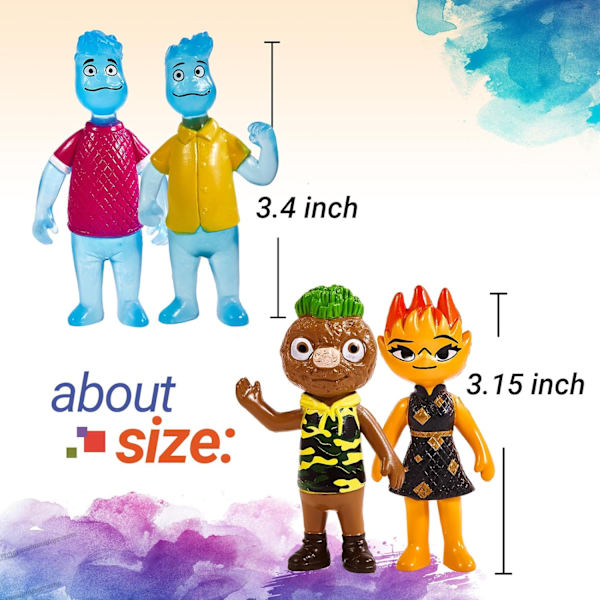 6 st Elemental Actionfigurer, Filmfigurer Leksakspaket.
