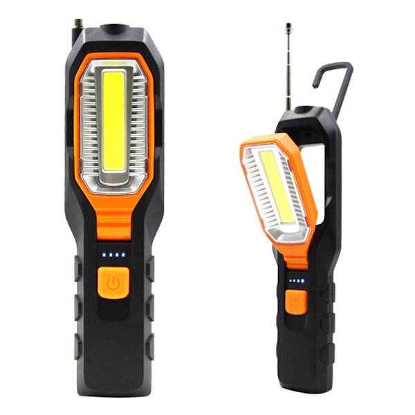 Inspektionslampe, Genopladelig Led-arbejdslampe, Cob-arbejdslampe, Led-lommelygte, Med Magnetisk Fod Og Ophængningskrog