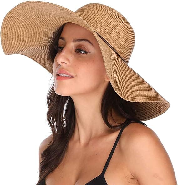 Dame Floppy Hat Halm Hat Bredskygget Solhatte Åndbar Foldbar