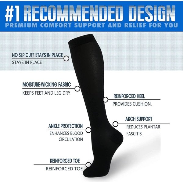 4 Pairs Compression Socks For Women & Men Circulation, Best Suppo